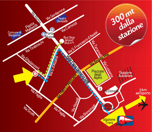 Mappa CentralHostelBG - come raggiungerci